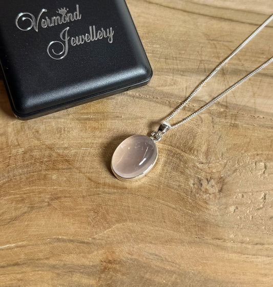 Rozenkwarts 925 Zilver Ketting
