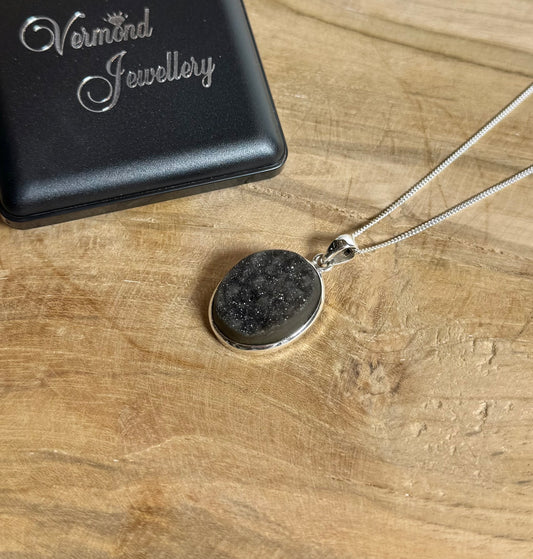Druzy Onyx 925 Zilver Ketting