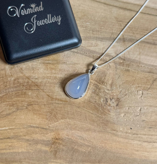 Blauwe Chalcedoon 925 Zilver Ketting