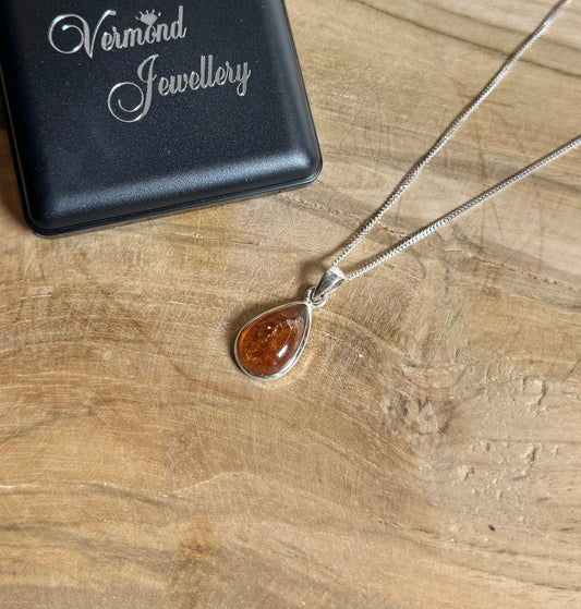 Zonnesteen 925 Zilver Ketting