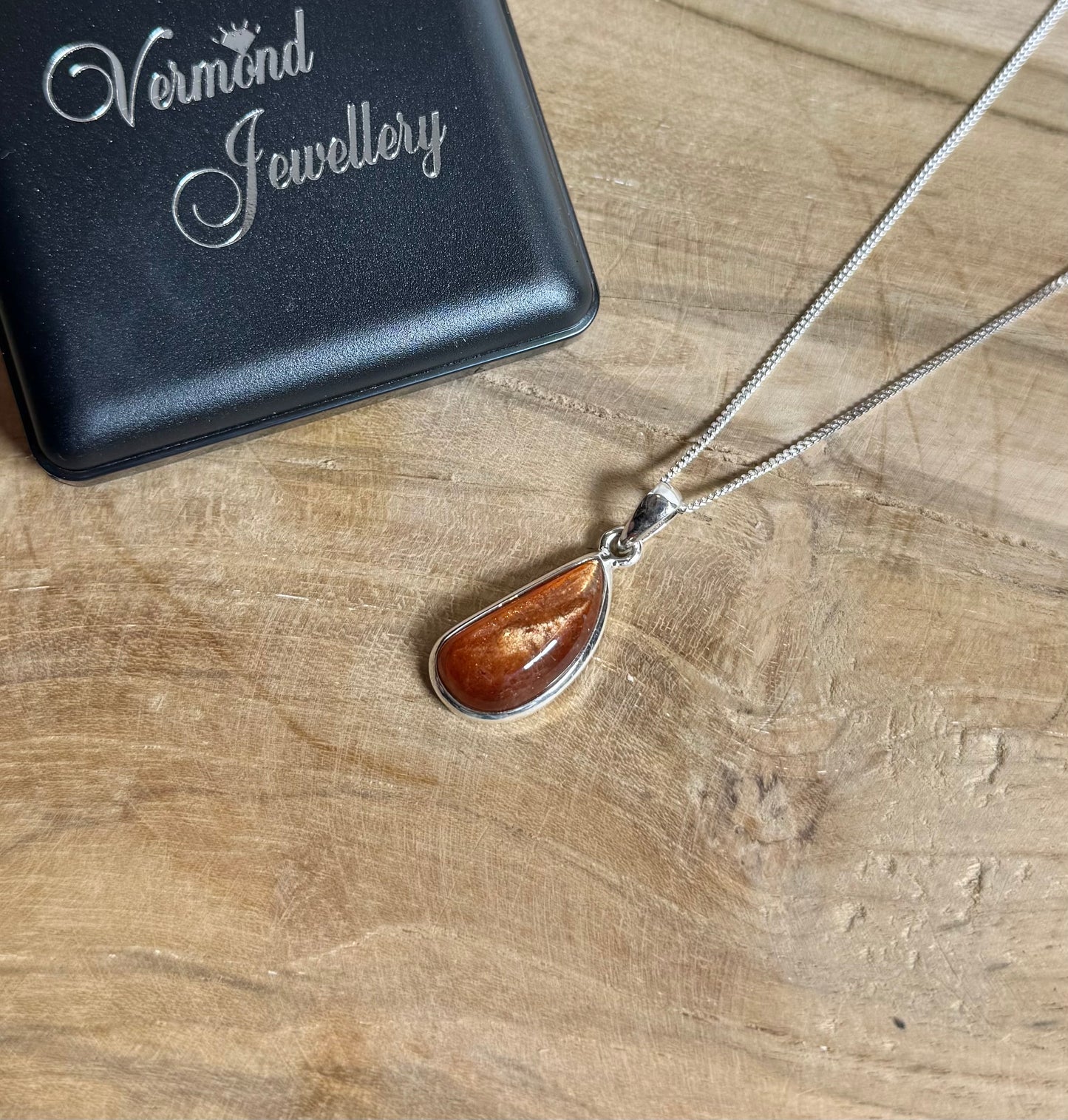 Zonnesteen 925 Zilver Ketting
