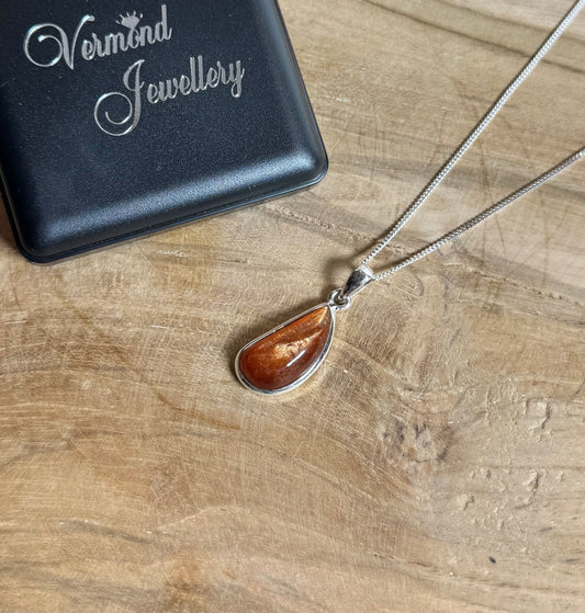 Zonnesteen 925 Zilver Ketting
