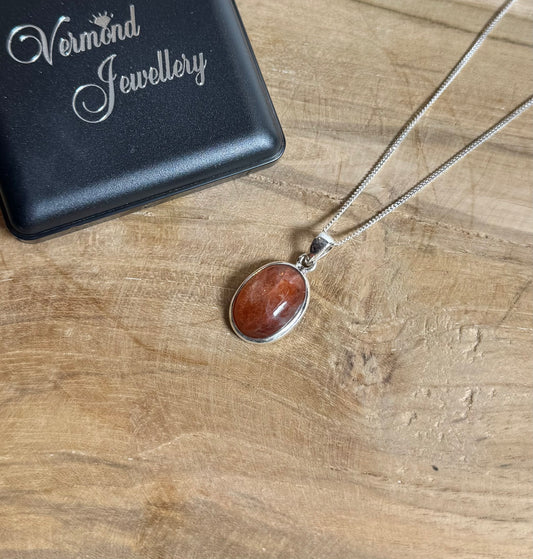 Zonnesteen 925 Zilver Ketting