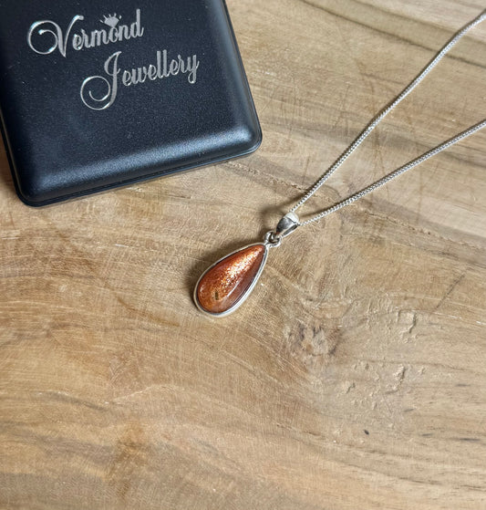 Zonnesteen 925 Zilver Ketting