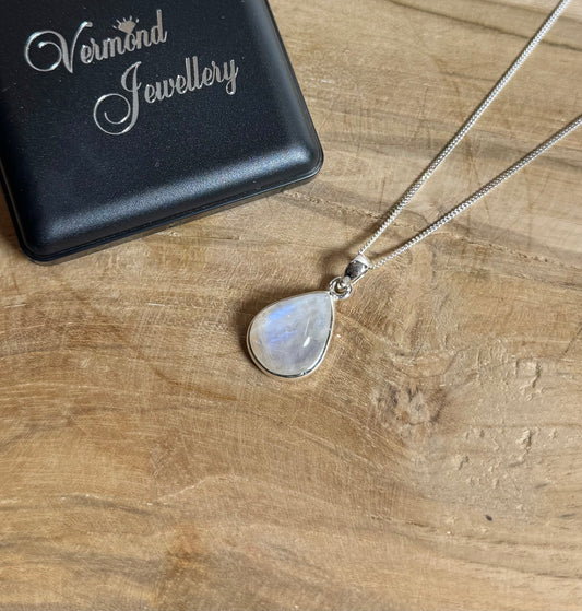 Regenboog Maansteen 925 Zilver Ketting