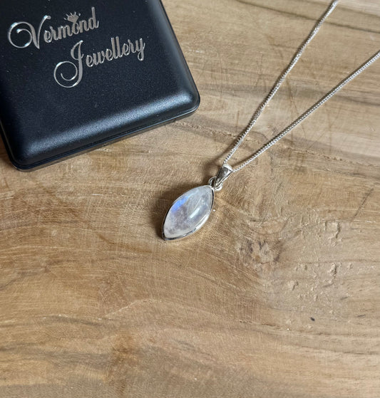 Regenboog Maansteen 925 Zilver Ketting