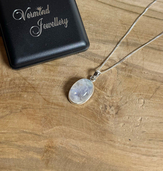 Regenboog Maansteen 925 Zilver Ketting