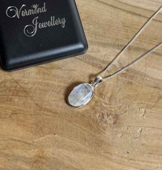 Regenboog Maansteen 925 Zilver Ketting