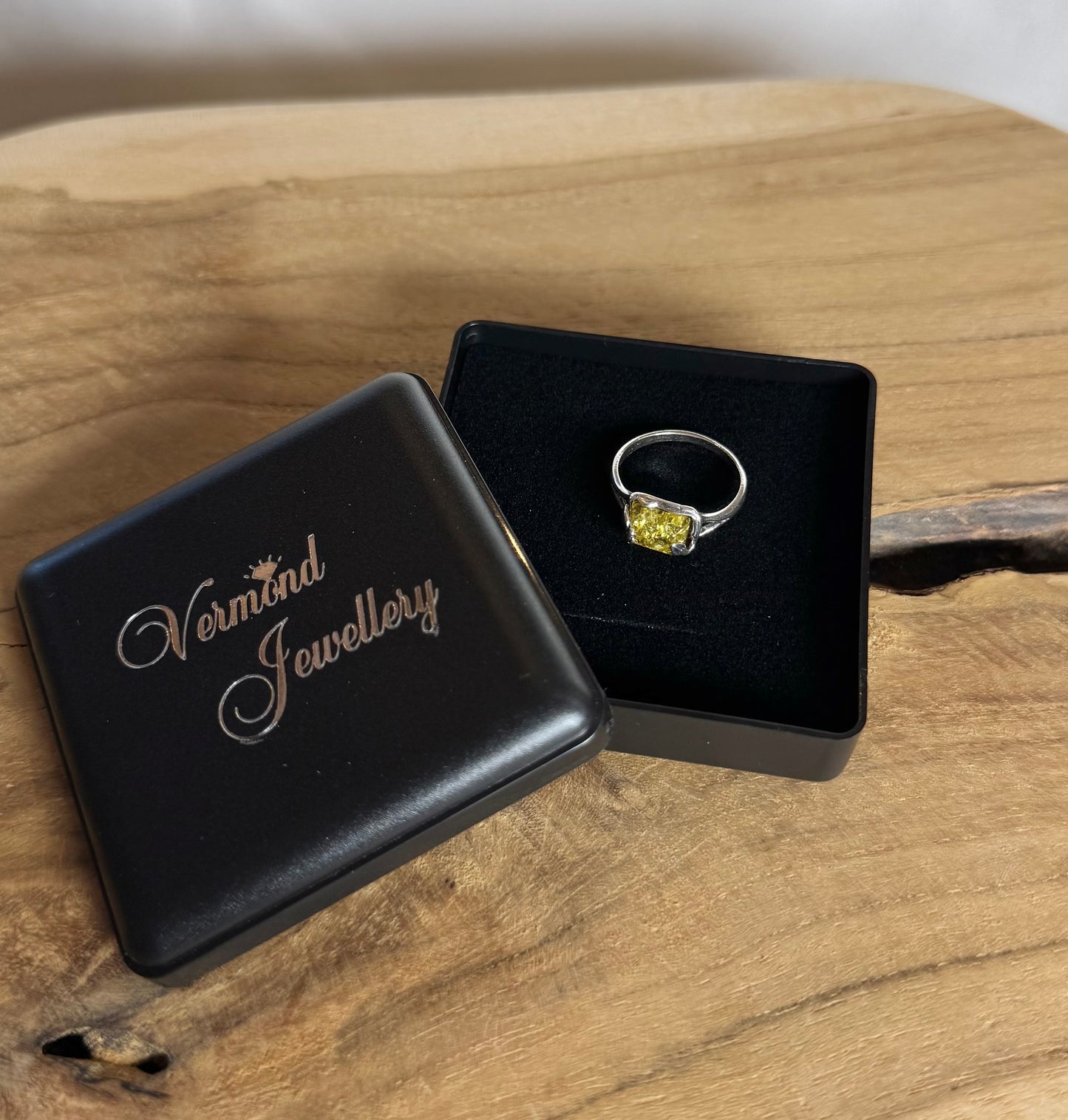 Gele Barnsteen 925 Zilveren Ring 16.5