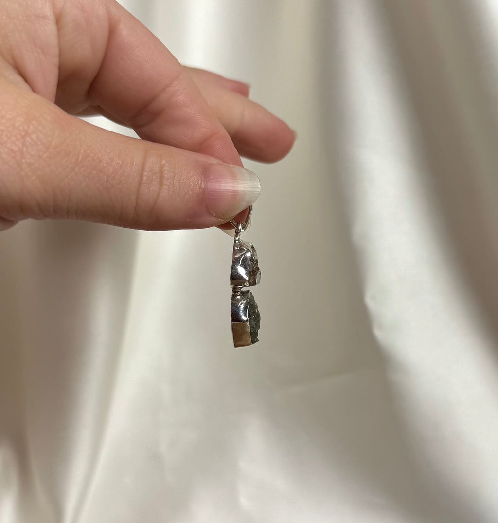 Moldaviet en Herkimer Diamant Hanger 925 Zilver A3