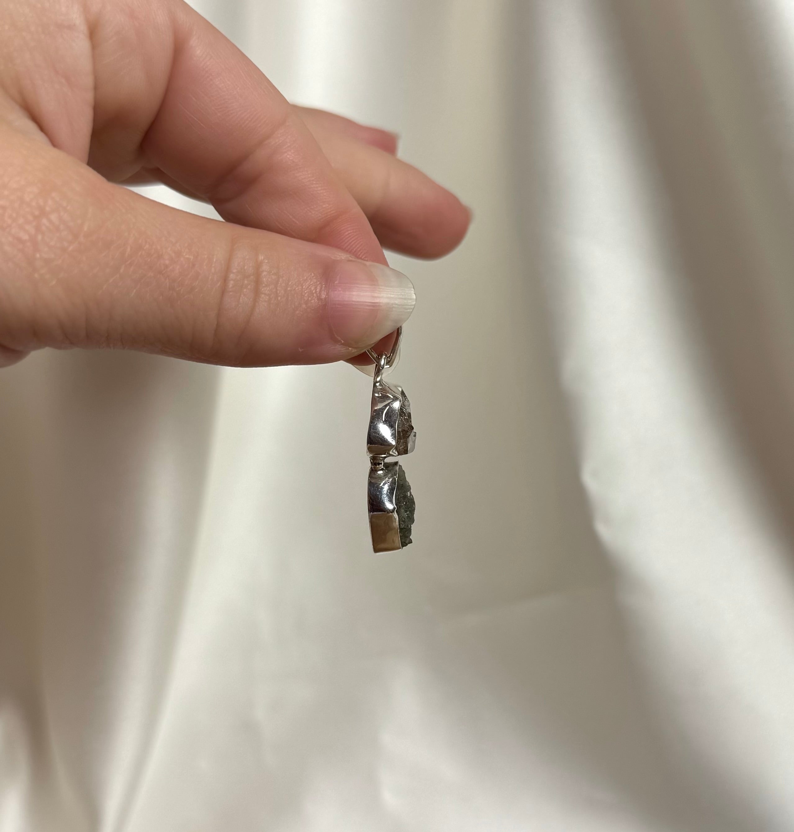 Moldaviet en Herkimer Diamant Hanger 925 Zilver A3