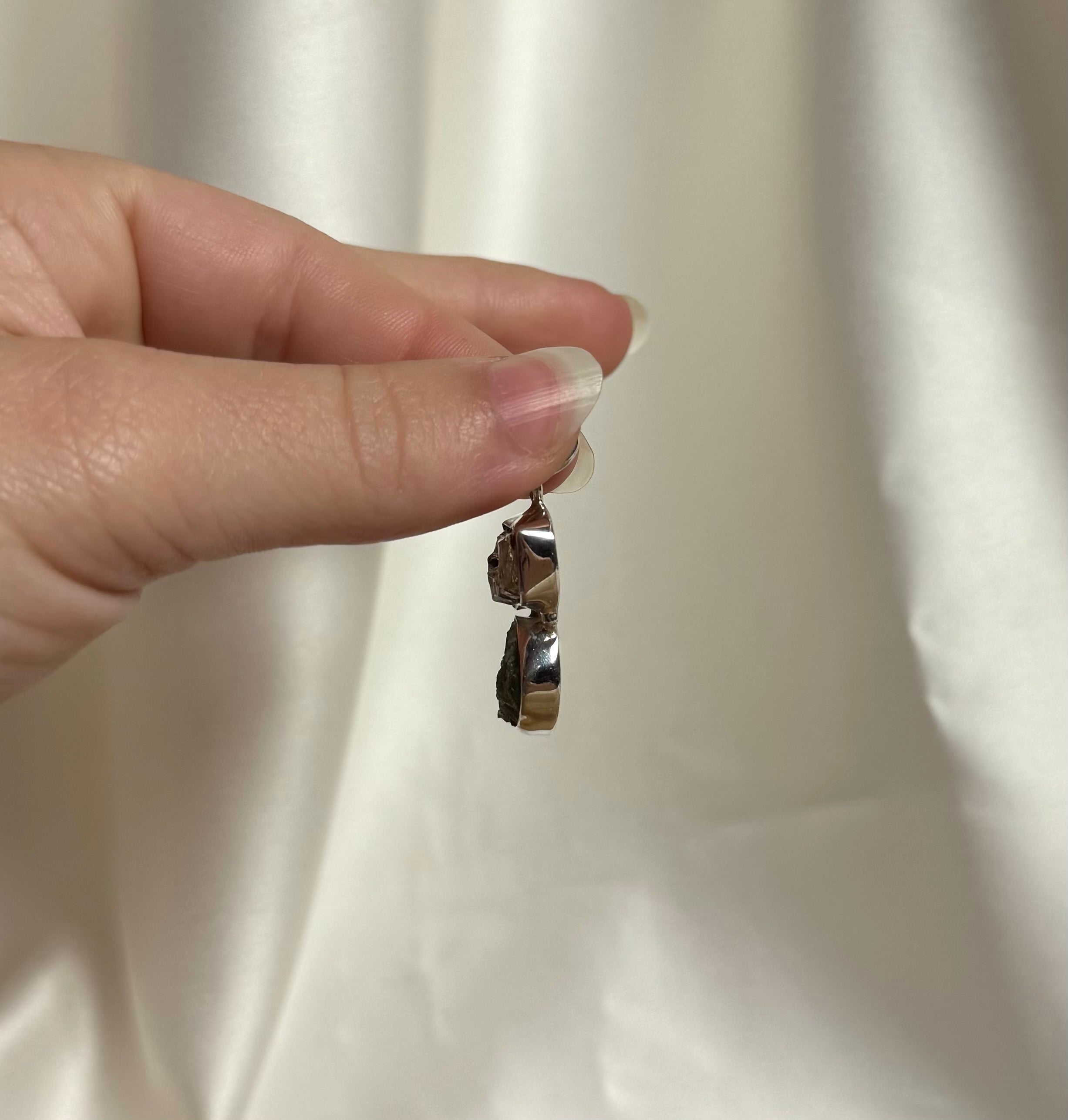 Moldaviet en Herkimer Diamant Hanger 925 Zilver A3