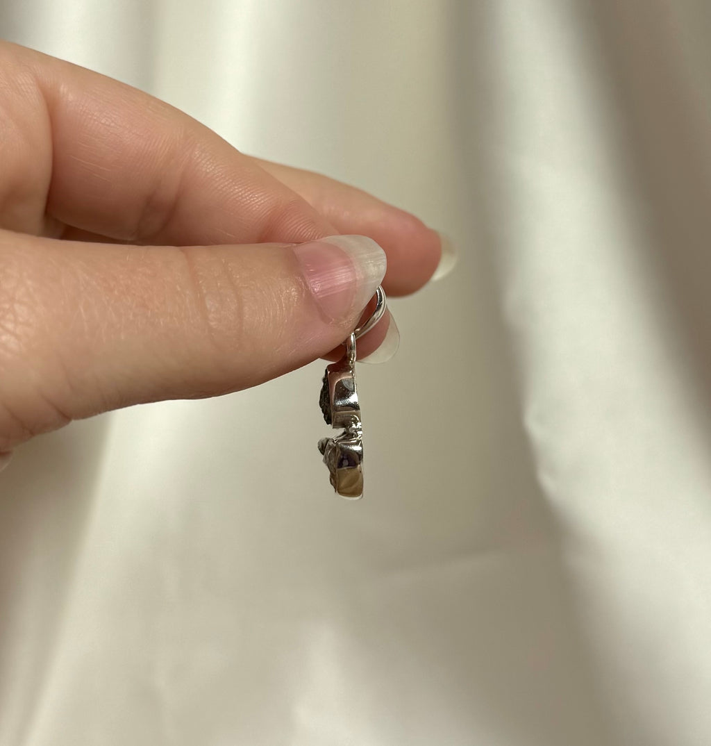 Moldaviet en Herkimer Diamant Hanger 925 Zilver A4