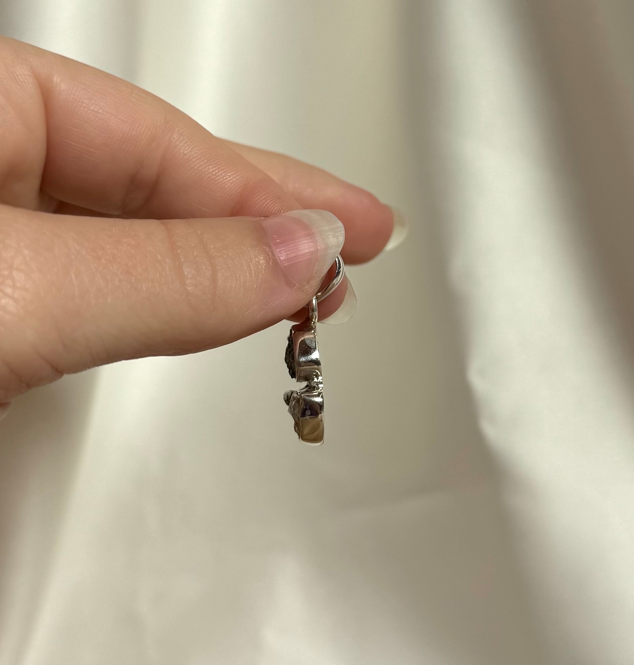 Moldaviet en Herkimer Diamant Hanger 925 Zilver A4