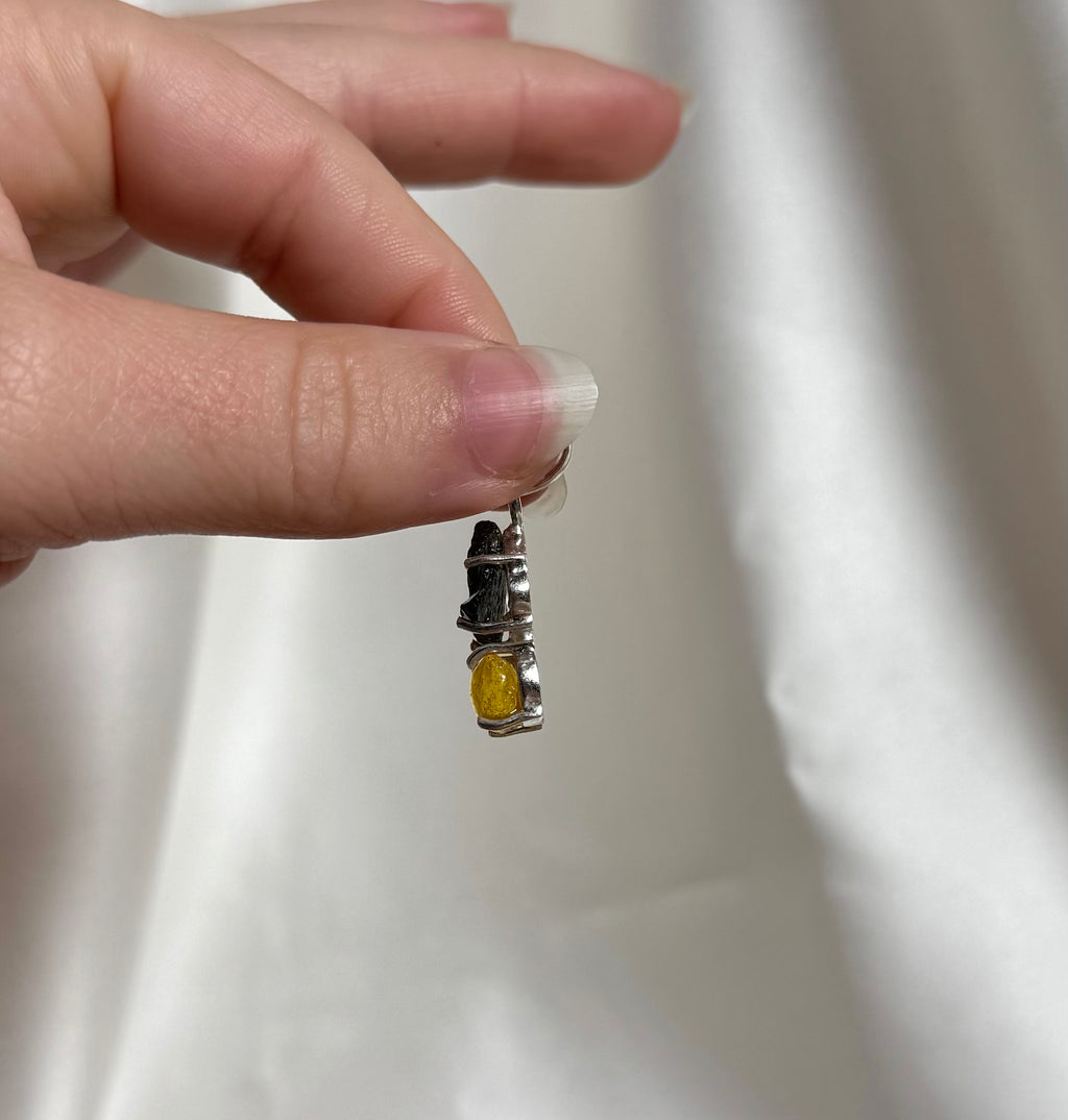 Moldaviet en Amber Hanger 925 Zilver A5