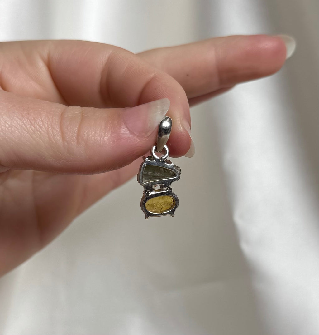 Moldaviet en Amber Hanger 925 Zilver A7