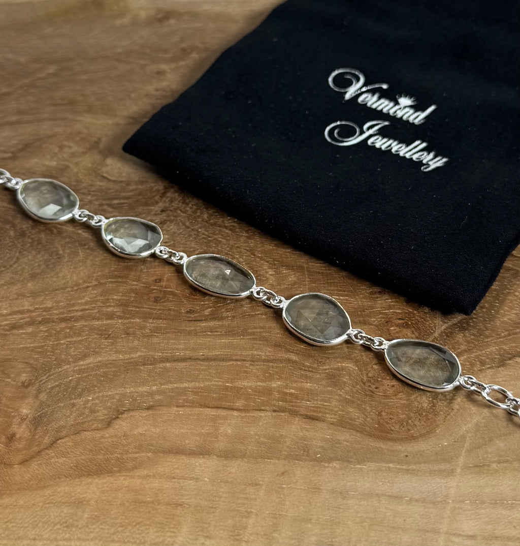 Groene Amethist Facet Armband 925 Zilver