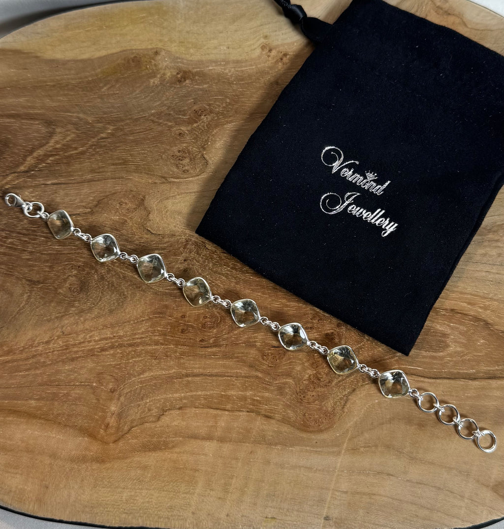 Groene Amethist Facet Armband 925 Zilver