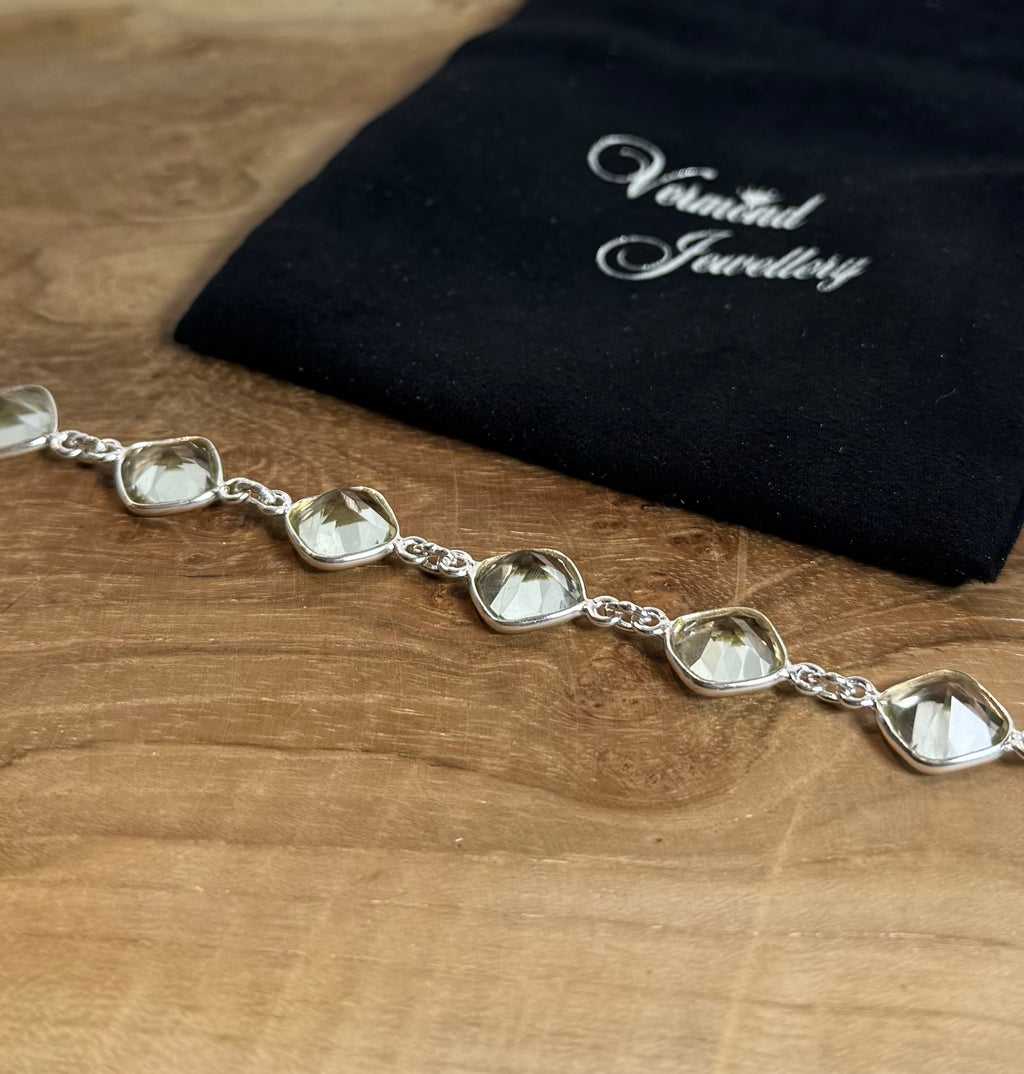 Groene Amethist Facet Armband 925 Zilver