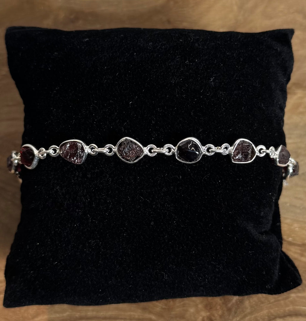 Granaat Ruw Armband 925 Zilver R6
