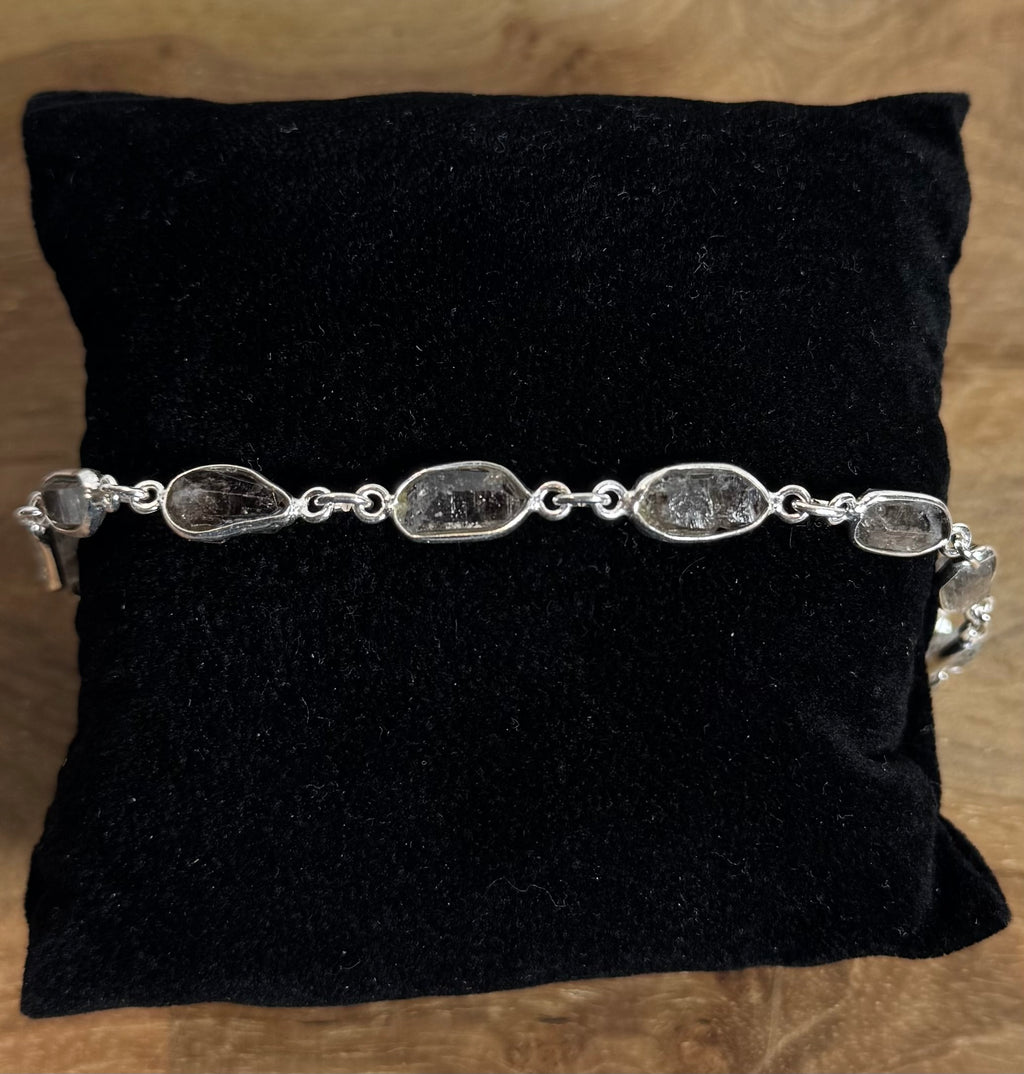 Toermalijn In Kwarts Ruw Armband 925 Zilver
