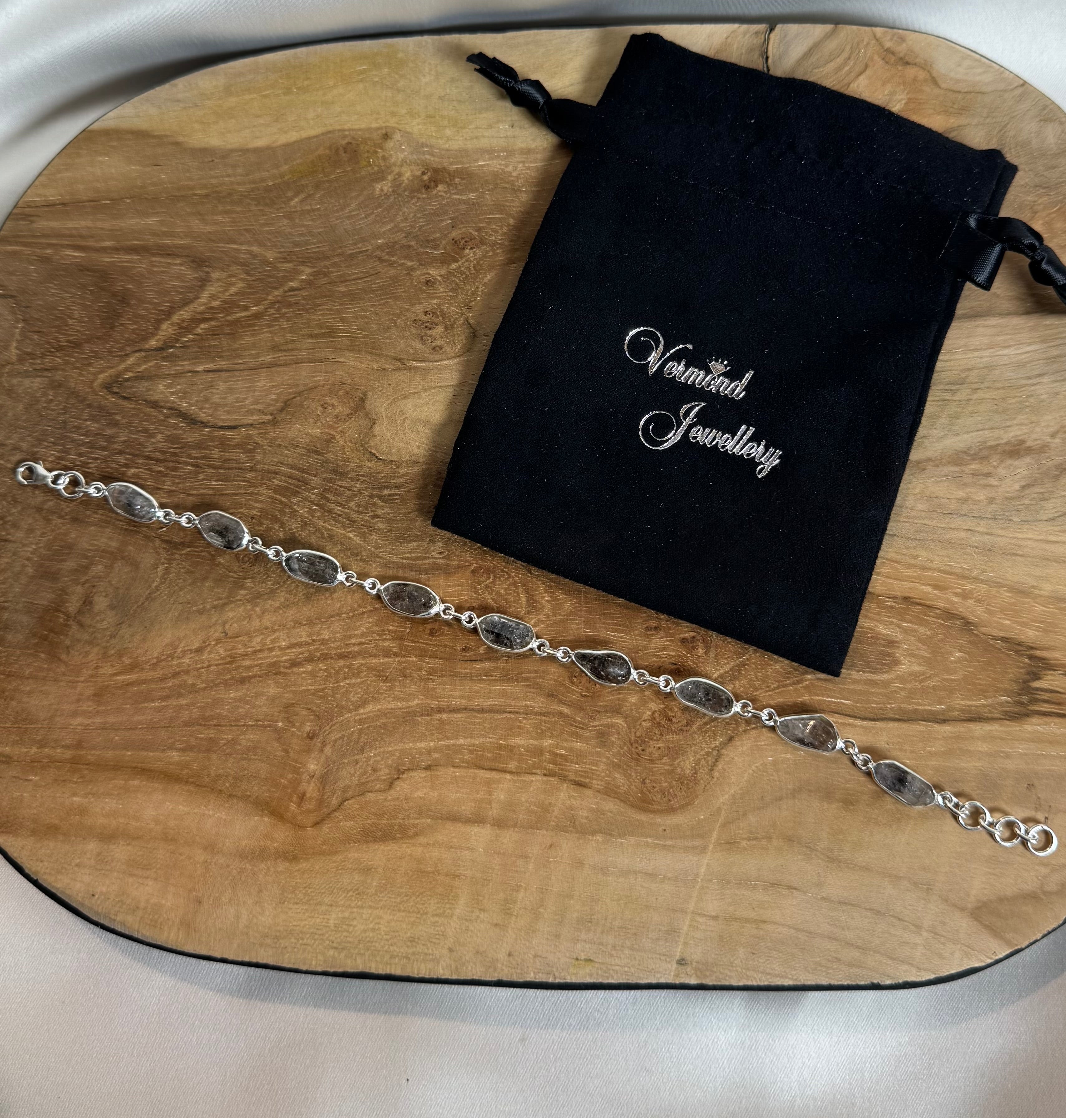 Toermalijn In Kwarts Ruw Armband 925 Zilver