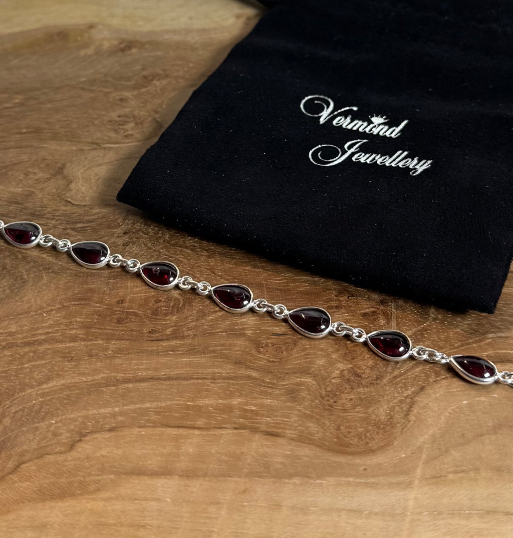 Granaat Armband 925 Zilver R2